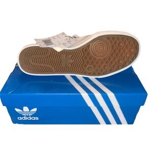 Adidas White Sneakers with Blue Logo
